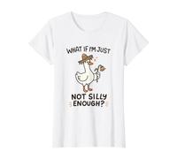 Pequeño Sombrero Ganso no es lo Suficientemente Tonto Divertido Camiseta gráfica económica, Mujer, Blanco, XS
