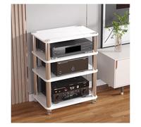 Pequeño soporte multimedia estéreo para sala de estar, estante de audio y video, estante de entretenimiento en esquina, unidad de almacenamiento de consola de juegos, equipo amplificador de altavoz