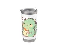 Pequeño T-Rex con palillos Chibi Ramen Lindo Arte Adorable Vaso térmico de acero inoxidable de doble pared