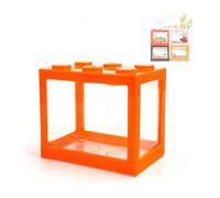 Pequeño tanque de peces Betta, kit de tanque de pecera, tanque de acuario apilable de escritorio para monos marinos, camarones, bolas de musgo, insectos (bloque de construcción, pecera, 4 piezas)