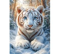 Pequeño Tigre Blanco en Brillo mágico Puzzles 300 Piezas Construir Maquetas Detalladas Paisaje de Ciencia ficción Rompecabezas para Adultos Desafío Intelectual Juguete Educativo 3D Moderno 300 PCS