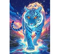 Pequeño Tigre en Brillo mágico Puzzles 1000 Piezas Estera Portátil Familiar Grande Animales Salvajes y domésticos Rompecabezas para Adultos Aliviar Estrés 3D Maquetas Construir DIY Moderno 1000 PCS