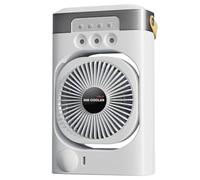 Pequeño ventilador de escritorio USB, ventilador de pulverización portátil con 600 ml Tanque de agua Spray de refrigeración, 3 velocidades, luz nocturna de 7 colores, diseño silencioso, humidificador