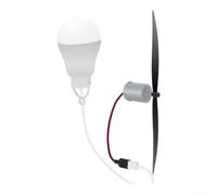 Pequeño ventilador de motor de turbina eólica con solución de iluminación LED para aprendizaje práctico de física, kit de experimentos de energía renovable, tamaño de 18 cm