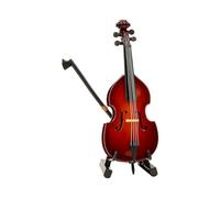 Pequeño violín artístico para violonchelo con cuerpo de madera y lazos, elegante pieza de exhibición de madera, adorno pequeño para decoración del hogar