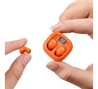 Pequeños auriculares invisibles mini auriculares inalámbricos para dormir | Tiny Hidden Micro Discreet Orange - Auriculares pequeños de perfil bajo para dormir de lado, para dormir de lado, trabajo