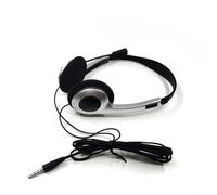 Pequeños auriculares supraaurales con micrófono Varios colores ABS 3.5mm Audio Jack Compatible para computadoras portátiles Juegos Online Llamadas Música (plata)