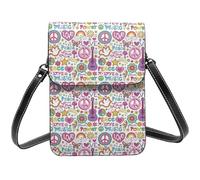 Pequeños bolsos cruzados para mujer, de piel, paz, amor y paloma, flor poder, bolso cruzado para teléfono celular, cartera