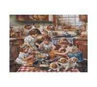 Pequeños Chefs Puzzles 500 Piezas Obra De Arte Decorativa Premium Rompecabezas Familiar para Adultos DIY Creativo Aliviar Estrés Portátil 500 PCS