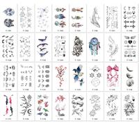 Pequeños, Frescos Y Bonitos Textos, Flores, Líneas, Animales, Muñecas, Dorso De La Mano, Clavícula, Detrás De La Oreja, Pegatinas De Tatuajes Para Los Dedos 60 * 105mm