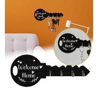 Pequeños ganchos adhesivos para colgar llaves, organizador de entrada montado en la pared con diseño antiguo para el hogar y solución de almacenamiento (negro, 30 x 12 cm)