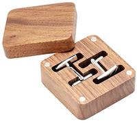 Pequeños gemelos de madera de nogal negro vintage caja de regalo para hombres boda negocios aniversario cumpleaños día de San Valentín