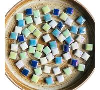 Pequeños mosaicos de vidrio, Ceramic Mosaic Tiles Square For Craft DIY Hobbies Art Multicolor 100g(Color-03)