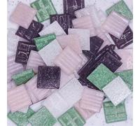 Pequeños mosaicos de vidrio, DIY Mosaic Kit 30 Pcs 2cm/0.78in Sq Quartz Tiles 0.4cm/0.15in Thk 85g/3oz Multicolor(Purple Pink Green)