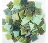 Pequeños mosaicos de vidrio, DIY Mosaic Kit 30 Pcs 2cm/0.78in Sq Quartz Tiles 0.4cm/0.15in Thk 85g/3oz Multicolor(Green Mixed)