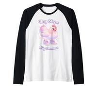 Pequeños Pasos Grandes sueños Lindo Pollo estética Motivacional Camiseta Manga Raglan