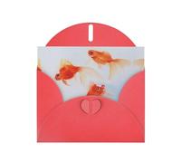 Pequeños peces dorados nadando en el agua, tarjetas individuales con sobres, tarjetas de felicitación pensando en ti, tarjetas de aliento