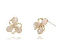 Pequeños pendientes de hojas de trébol para mujeres Cat Eye's Shamrock Flower Studs Lucky Opal Petal Floral Cartílago Tragus Parring Joya Chic para Madre Hermana
