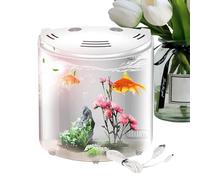Pequeños tanques de peces, Desktop Aquarium Clear Container, Adorable Water Aquatic Pets Pump Tanks, Transparente Tank for Snails, Cangrejos, Starfish, Sea Monkeys, 7.87x5.51x8.27 pulgadas