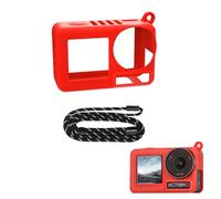 per dji OSMO ACTION5 Pro Custodia protettiva in Silicone con cordino e tappo per obiettivo Della fotocamera per dji OSMO ACTION5 Pro (Red)