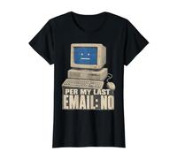 per My Last Email No Funny Retro Computer Tech Oficina Humor Camiseta gráfica económica, Mujer, Negro, M