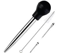 Pera de jugo de acero inoxidable y goma de calidad alimentaria con inyector de marinada y cepillo para limpieza fácil