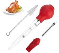 Pera de jugo y cepillo,Jeringa para asar Pera de salsa de pollo Turquía Barbacoa con cepillo de limpieza para barbacoa
