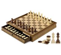 Peradix Ajedrez 2 En 1 Damas de Madera con Cajones,Juego Tablero Ajedrez Magnetico con 2 Reinas, Profesional Chess Board para Niños y Adultos,2 Jugadores(32×32cm)