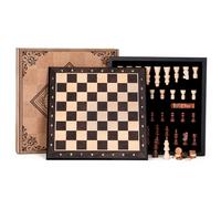 Peradix Ajedrez Magnético de Madera con Tapa Desmontable, Juego de Ajedrez y Damas 2 en 1 con Piezas, Regalo Tradicional para Adultos y Niños