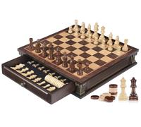 Peradix Juego de ajedrez magnético con 2 cajones de almacenamiento integrados, juegos de mesa de estrategia de madera de 15 pulgadas, 2 reinas extra, juego de ajedrez magnético de lujo para adultos