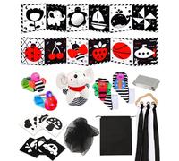 Perbabe Juguetes Bebés, 31 PCS Negro Blanco Libro Bebé Contraste Libros de Tela 0-12 Meses Juguetes Montessori con Negro Y Rojo Libros Blandos, Bebés Muñequera, Tummy Time Toys para Regalo De Bebé