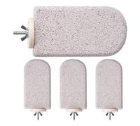 Perca - 4 Piezas de Perca de pájaro de Piedra volcánica para Jaula, Raquetas para pájaros, pájaros Helados, Soporte para Jaula, Juguete para Ejercicio, Raqueta de Masticar, Arcos para Mascotas, Nido