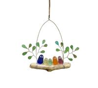 Perca colorida de cristal para pájaros, hecha a mano, arte de pared sobre madera flotante, arte de pared para pájaros, perca de mar, obra de arte para pared, para hogares costeros y amantes de la