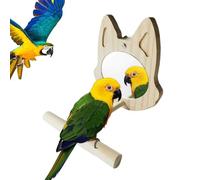 Perca de espejo para pájaros, percha de espejo, juguete interactivo de madera de periquito | Accesorios de jaula para loros para consumir energía para periquitos, cockatiel, agapornis conure, finch