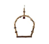 Perca de madera estable para pájaros, juguete con campanas para loros, canarios, jaula, entretenimiento, resistente a las mordidas, de madera con campanas, soporte para colgar, accesorio seguro de pie