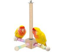 Perca DE Madera Toy De Pájaro - Stand De Percha De Pájaros | Accesorio De Pollo Cooperativo | 360 Grados Juguetes De Madera Giratorios para Jaulas De Interior Aviarios Al Aire Libre Transportistas De