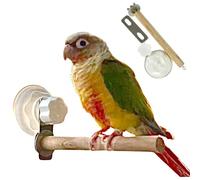 Perca DE PIEDES con CUPA DE SUCCIÓN 6 Pulgadas de Madera Natural de 6 Pulgadas Interactivas PERCHES DE AVITOS para Budgie, IMAQUETE, LAVEBIRD, Ventana/BAJO/ACTURA/Perca DE Viaje