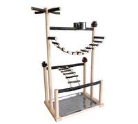 Perca giratoria interactiva para loros y escalada en gimnasio, con ramas naturales para entrenamiento de pájaros grandes