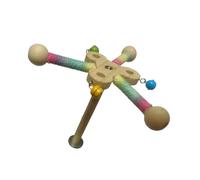 Perca giratoria masticable de juguete con campanas para cacatúas, pinzones de madera, molino de viento, soporte de ejercicio, decoración interactiva de jaula de pájaros