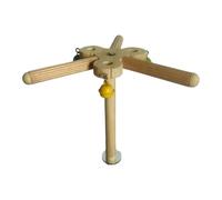 Perca giratoria para pájaros de juguete para loros pequeños, soporte de ejercicio de madera natural, molino de viento masticable, decoración que promueve la salud de los pájaros, enriquecimiento del