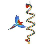 Percas de Cuerda para pájaros Juguete de Pájaro Bungee Cuerda Perca de Cuerda en Espiral para Pájaros Percha en Espiral Columpio de Algodón Colorido con Campana (100 cm)