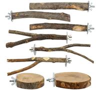 Percas para pájaros, juego de 8 piezas, juego de percas para loros, soporte de madera natural, herramienta de hábitat aviar, periquitos, conures tortolitos, pinzones canarios, periquitos, tenedor de