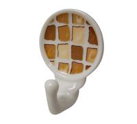 PERCHA COLGADOR GANCHO COLGAR PEQUEÑA ADHESIVA PORCELANA MOSAICO MARRON