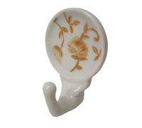 PERCHA COLGADOR GANCHO COLGAR PEQUEÑA ADHESIVA PORCELANA TRAMA MARRON