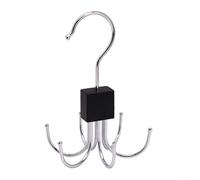 Percha de acero inoxidable con múltiples puntas, organizador de armario giratorio de 360 grados de 6 puntas para ropa, sombreros, bufandas y cinturones (negro)