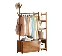 Percha De Bambú, Armario Abierto Independiente, Con Espacio De Almacenamiento De Cajones Dobles Y 4 Estantes De Sala De Estar, Dormitorio De Entrada 100 X 30 X 138cm