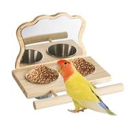 Percha de espejo para jaula de periquitos, accesorio de juguete para pájaros con de comida y agua, cacatúas, conures, loros, tortolitos, pinzones, cacatúas, jaula interactiva de