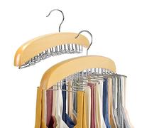 Percha de madera natural, con rotación de 360°, 24 ganchos plegables, ahorro de espacio, organizador de armario para camisetas sin mangas, sujetadores, camisolas, 1 paquete