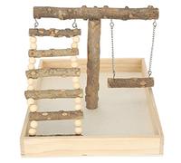 Percha de Madera Natural para Pájaros, Soporte de Entrenamiento y Juego para Loros, Base Grande Estable - Material No Tóxico, Resistente a Mordidas, Ideal para Aves Pequeñas y