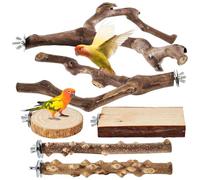 Percha de madera para loros, juego de escalada antideslizante de 6 piezas, juguetes de jaula con superficie texturizada, plataforma natural para pájaros con construcción robusta, accesorio de enriquec